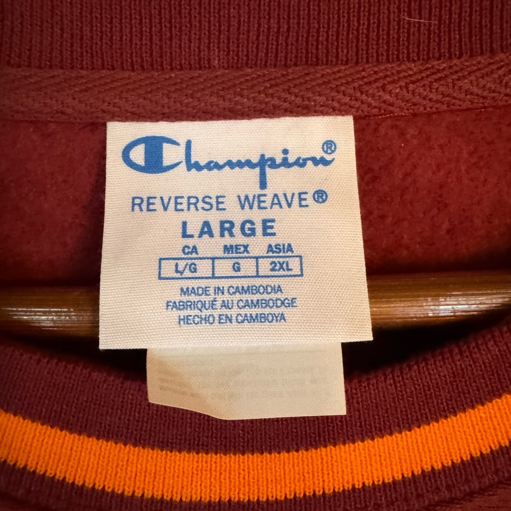 Champion Maroon Crewneck Sweater with Gold & White Trim - Picture 3 of 6
